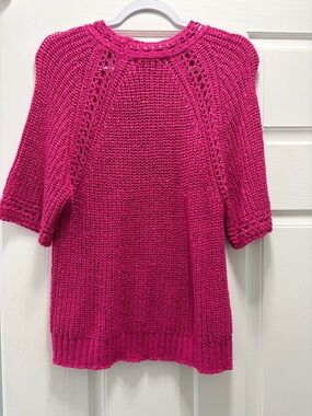 Studio Park Fuchsia Crochet Short-Sleeve Crochet top. As new. Beautiful.